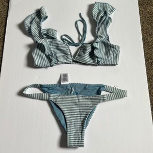 Planet blue striped bikini
